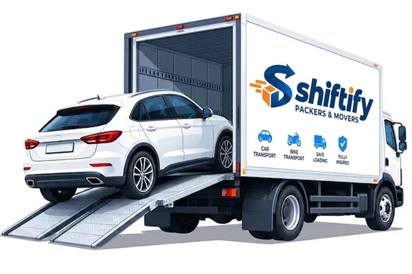 Car being loaded onto a Shiftify vehicle carrier